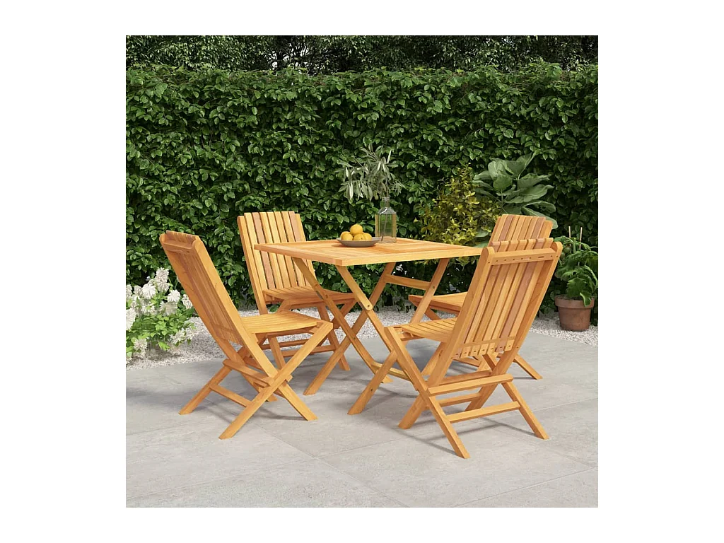 Ensemble à dîner de jardin 5 pièces Bois de teck massif