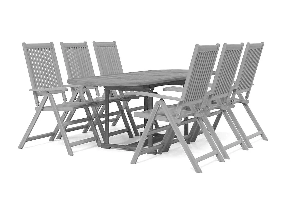 7 peças conjunto de jantar jardim madeira acácia maciça