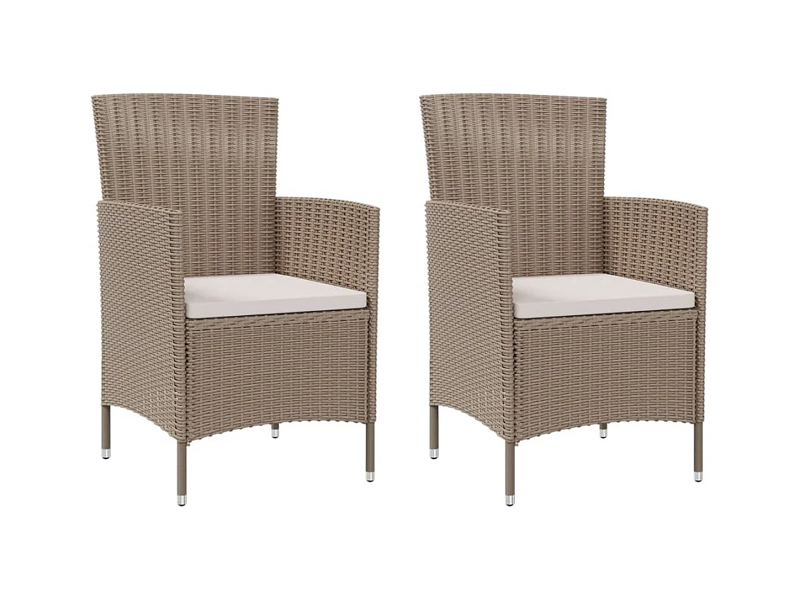 3-delige Tuinset met kussens poly rattan beige