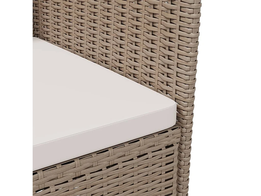 Mobilier à dîner de jardin 3 pièces coussins Résine tressée Beige