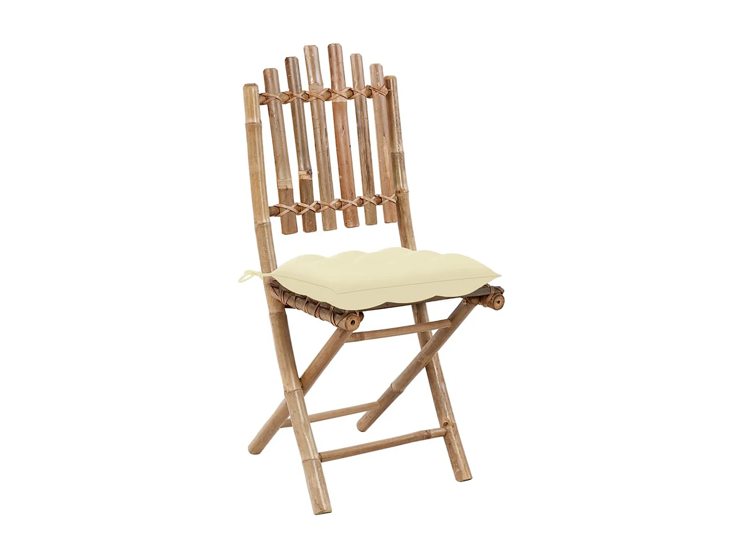 Mobilier à dîner d'extérieur pliable 5 pièces avec coussins Bambou