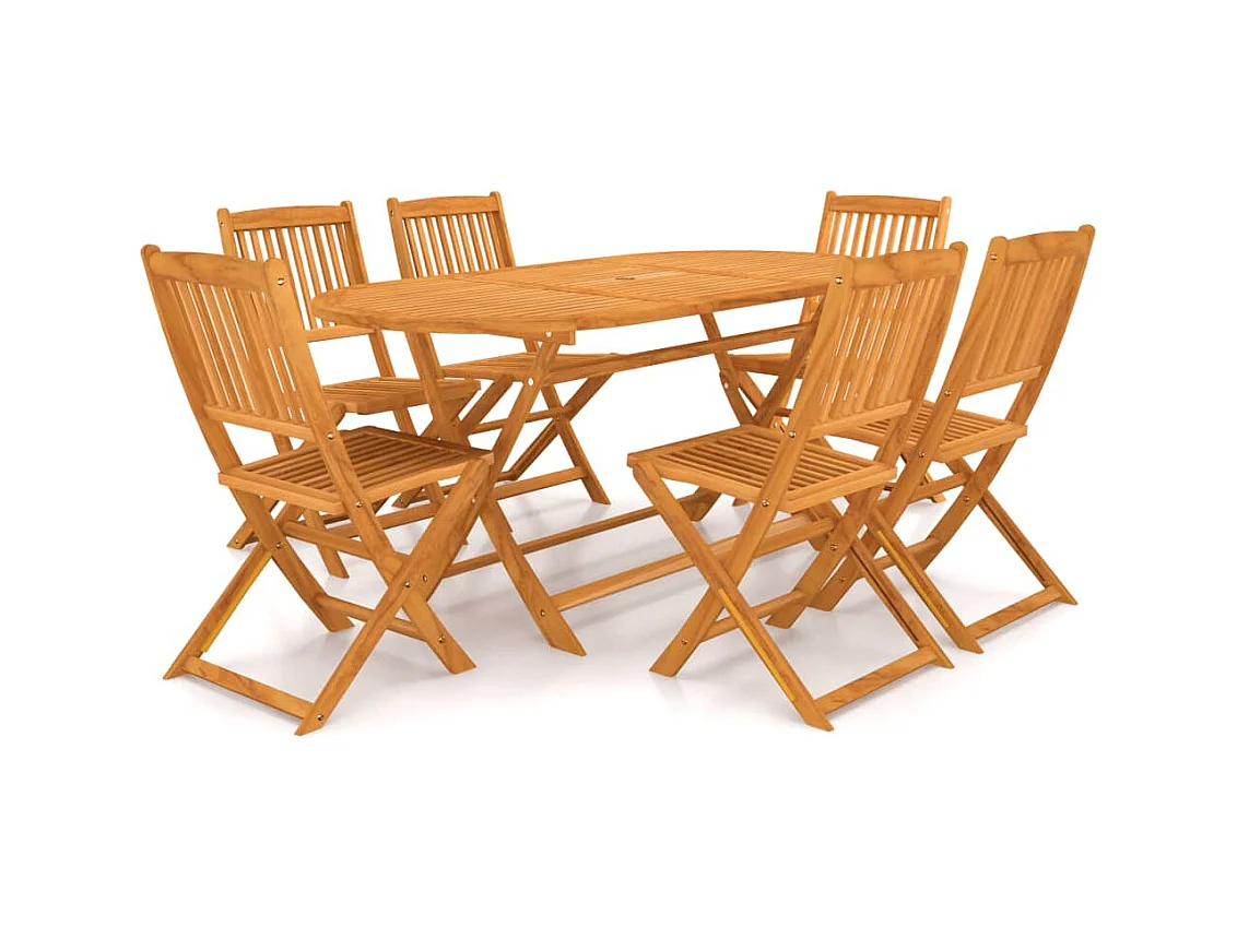 Mobilier à dîner de jardin pliable 7 pièces Bois d'acacia solide