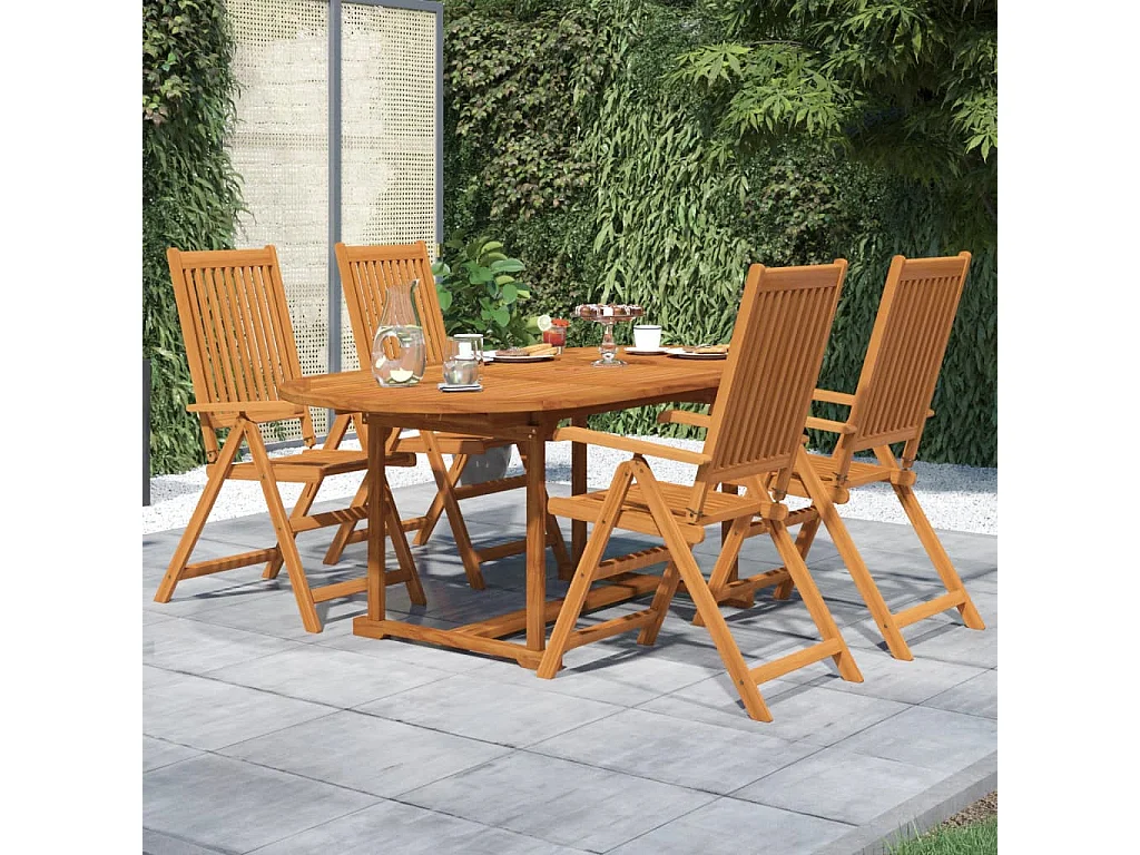 Ensemble de salle à manger de jardin 5 pièces Bois d'acacia massif