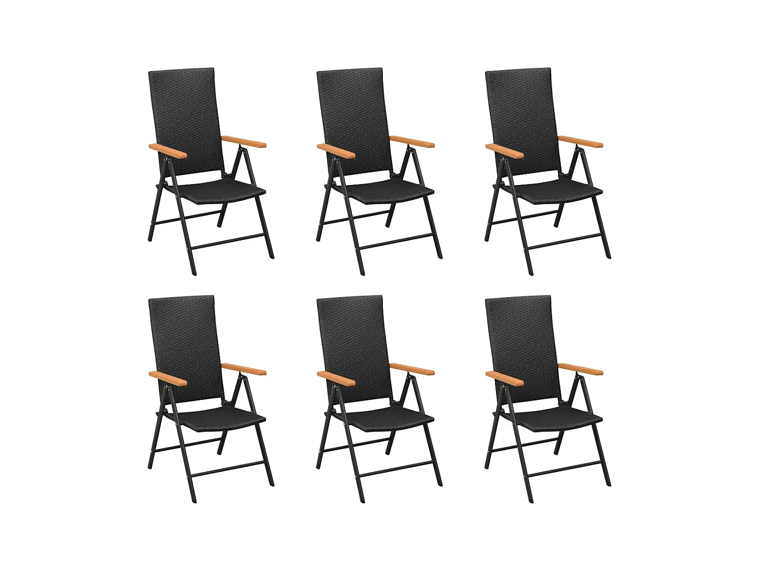 Juego de comedor para jardín 7 piezas negro y marrón