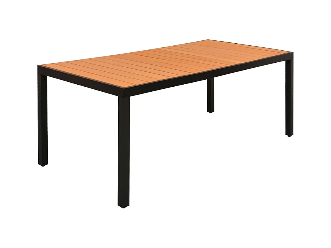 Juego de comedor para jardín 7 piezas negro y marrón