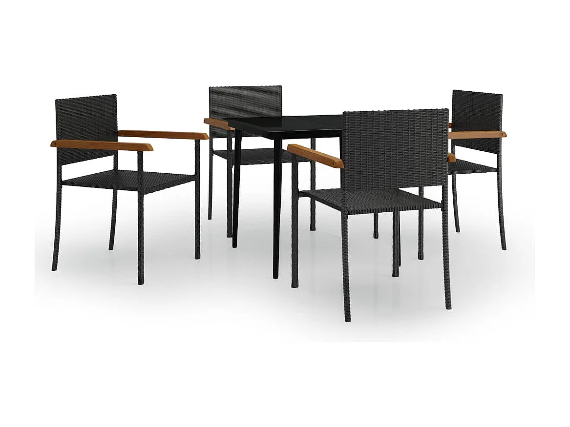 Juego de comedor para jardín 5 piezas negro