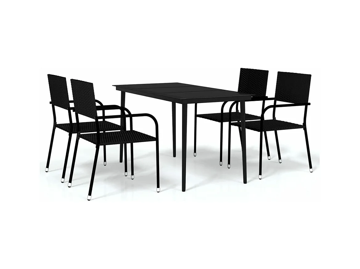 Juego de comedor de jardín 5 piezas negro