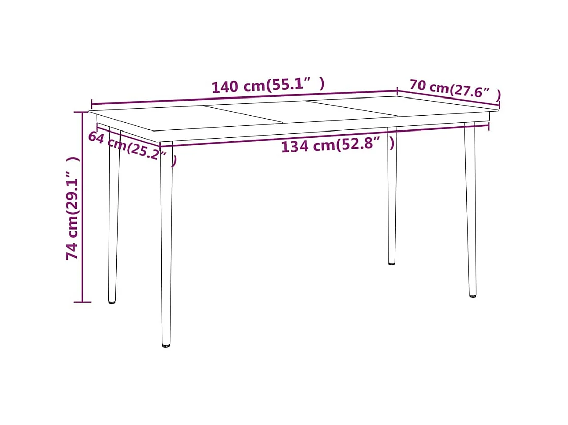 Juego de comedor de jardín 5 piezas negro