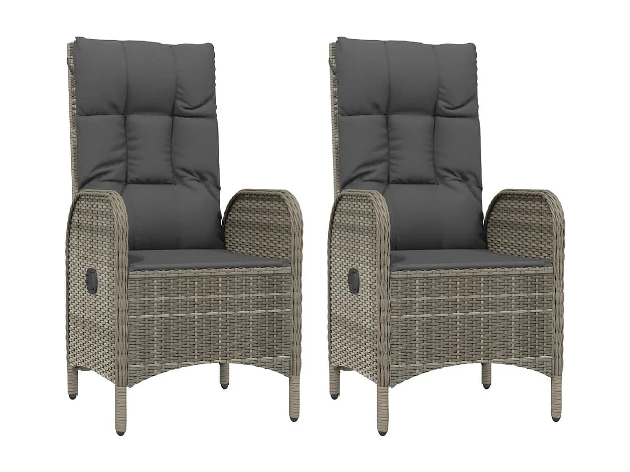 Mobilier à dîner de jardin 3 pièces avec coussins noir et gris