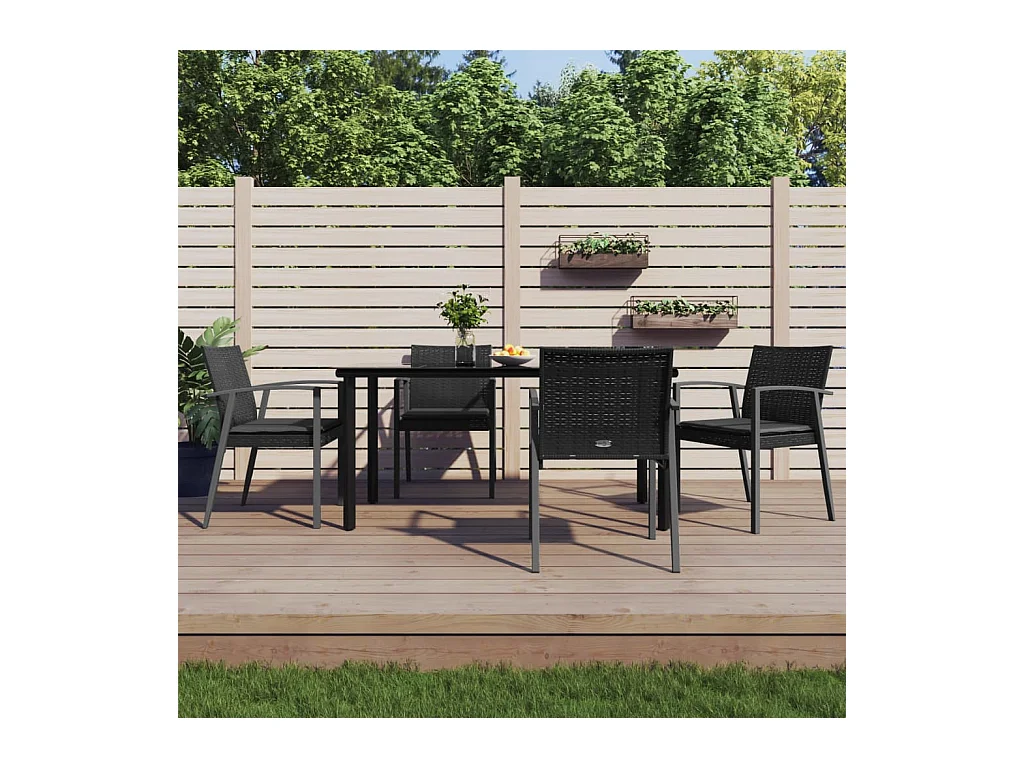 5-delige Tuinset met kussens poly rattan en staal