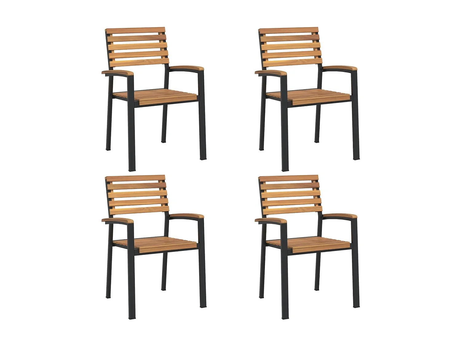 Juego de comedor de jardín 5 piezas madera maciza acacia y metal