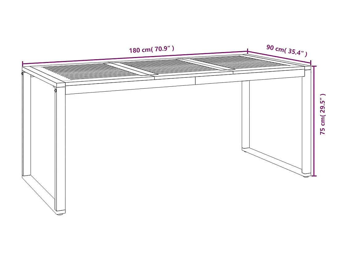 Juego de comedor de jardín 5 piezas madera maciza acacia y metal