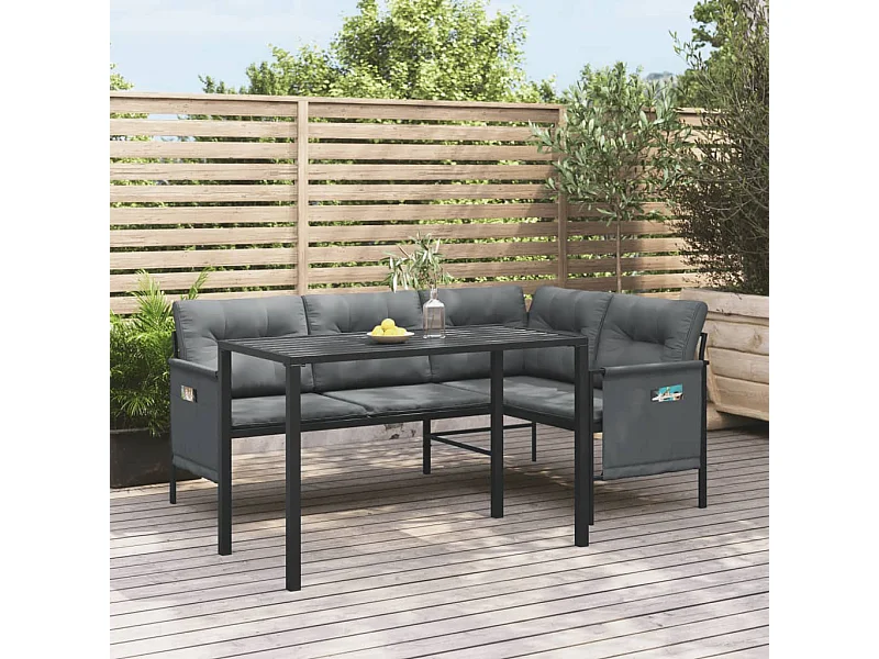 2 peças conjunto de jantar para jardim aço antracite