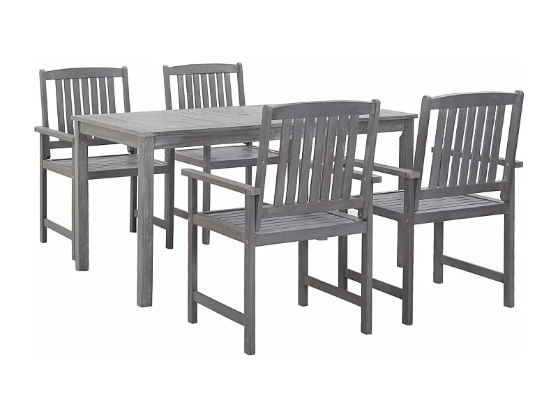Mobilier à dîner d'extérieur 5 pièces Gris Bois d'acacia solide