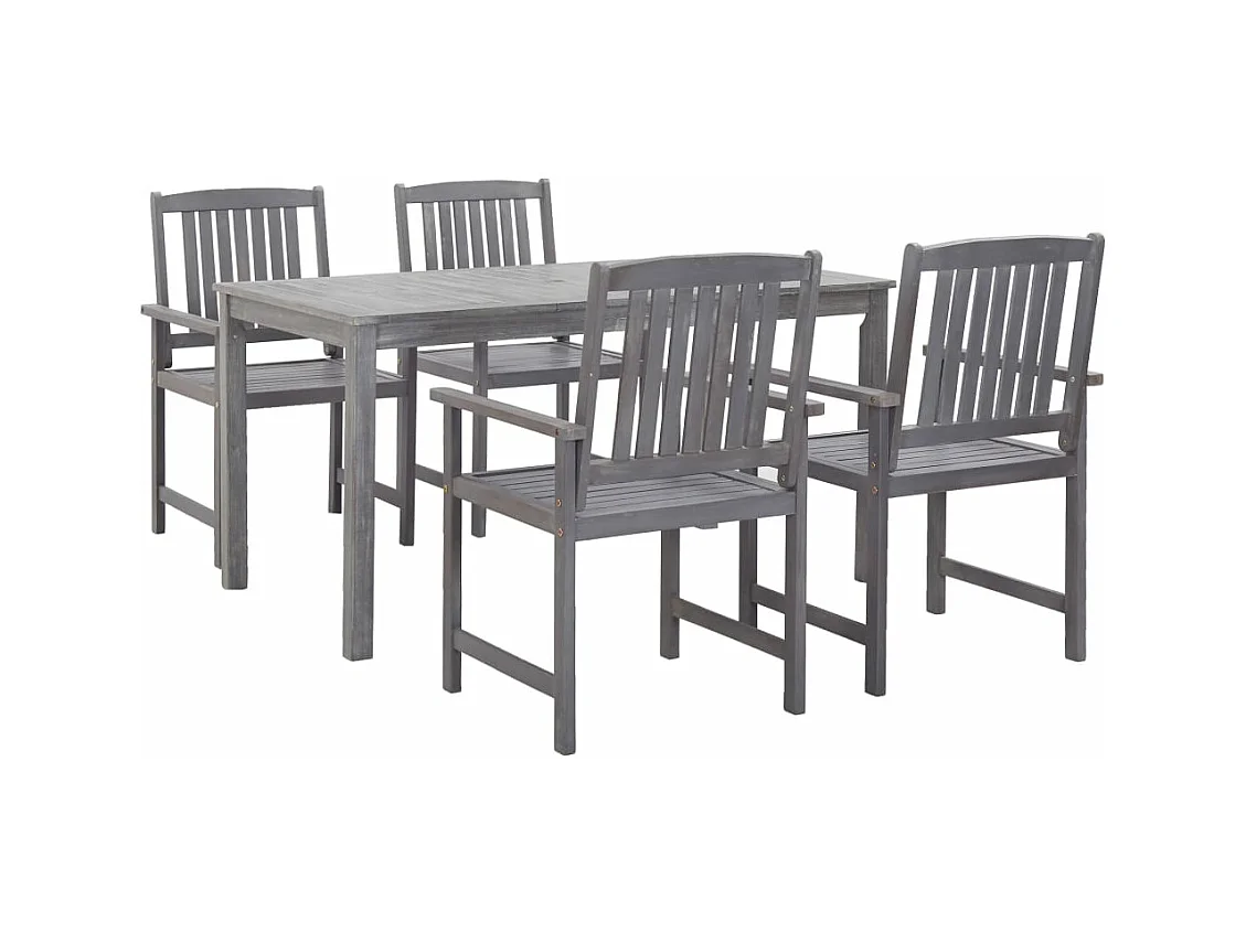 Mobilier à dîner d'extérieur 5 pièces Gris Bois d'acacia solide