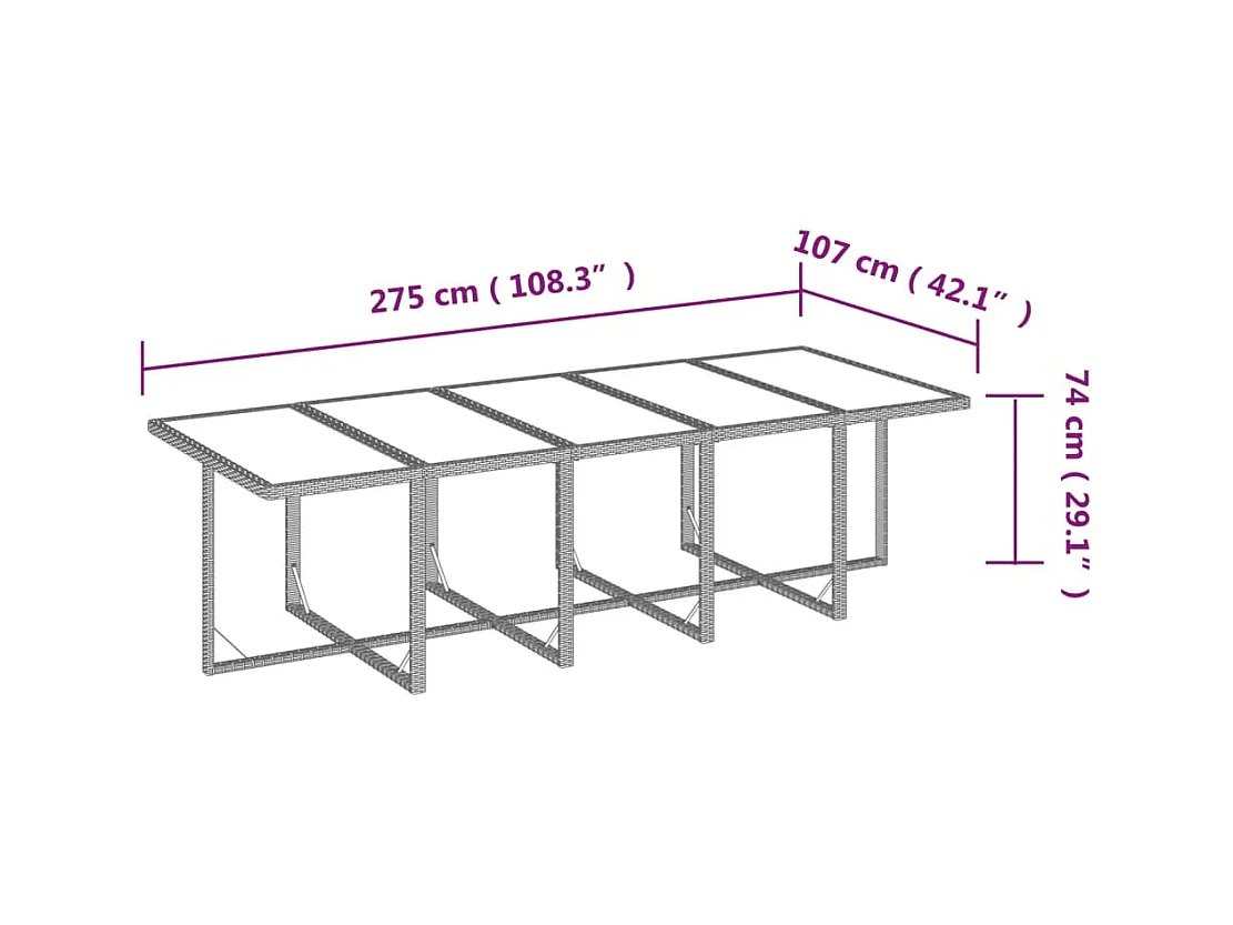 Ensemble à dîner de jardin coussins 15 pièces Résine tressée Gris