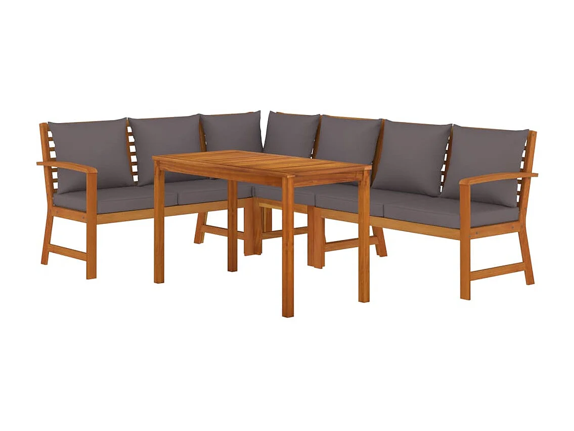 Ensemble de salle à manger de jardin coussins 5 pièces Bois acacia