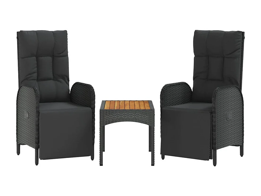 Mobilier à dîner de jardin et coussins 5 pièces Noir Résine tressée