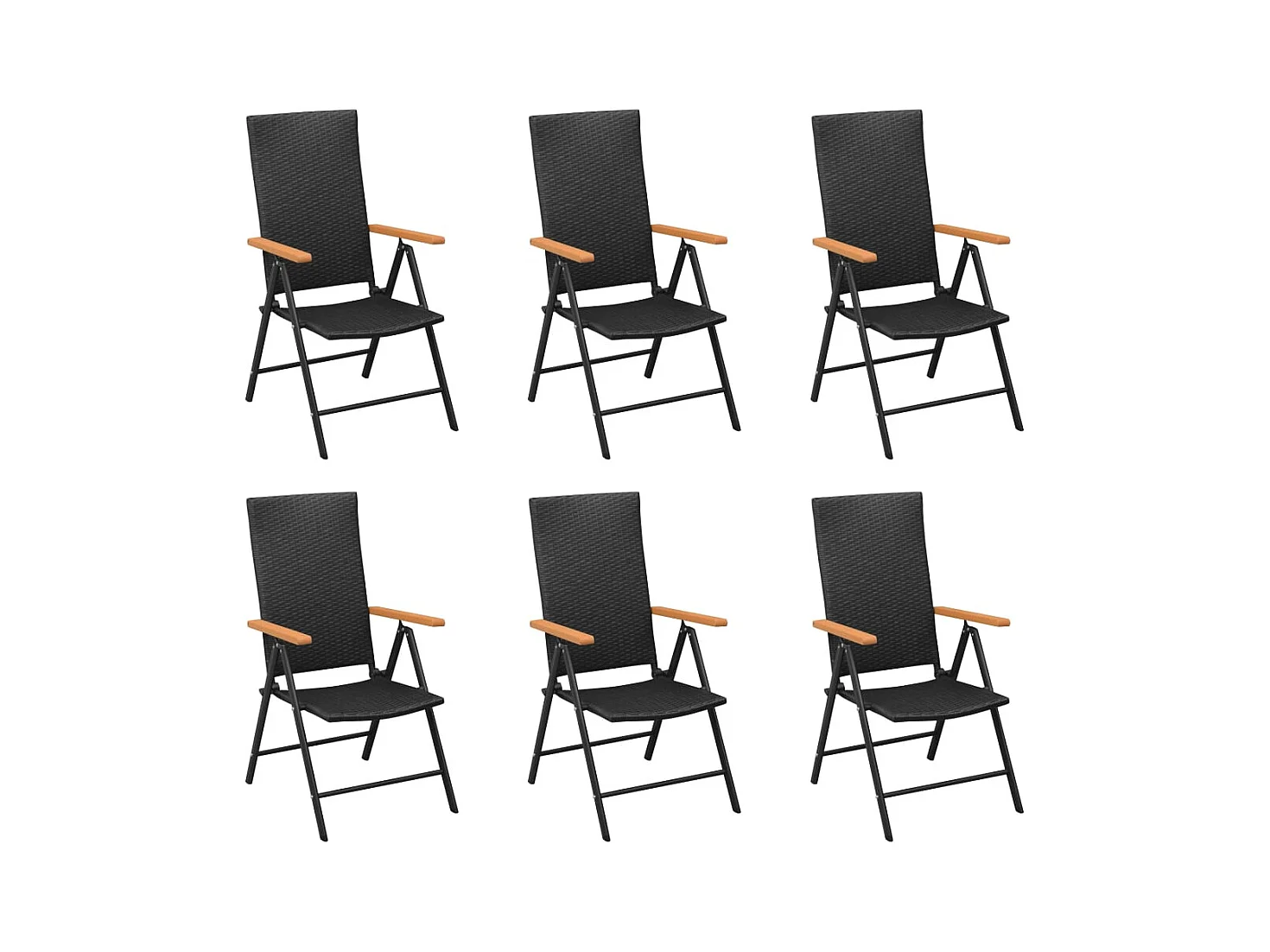 Ensemble de salle à manger de jardin 7 pièces Noir et marron