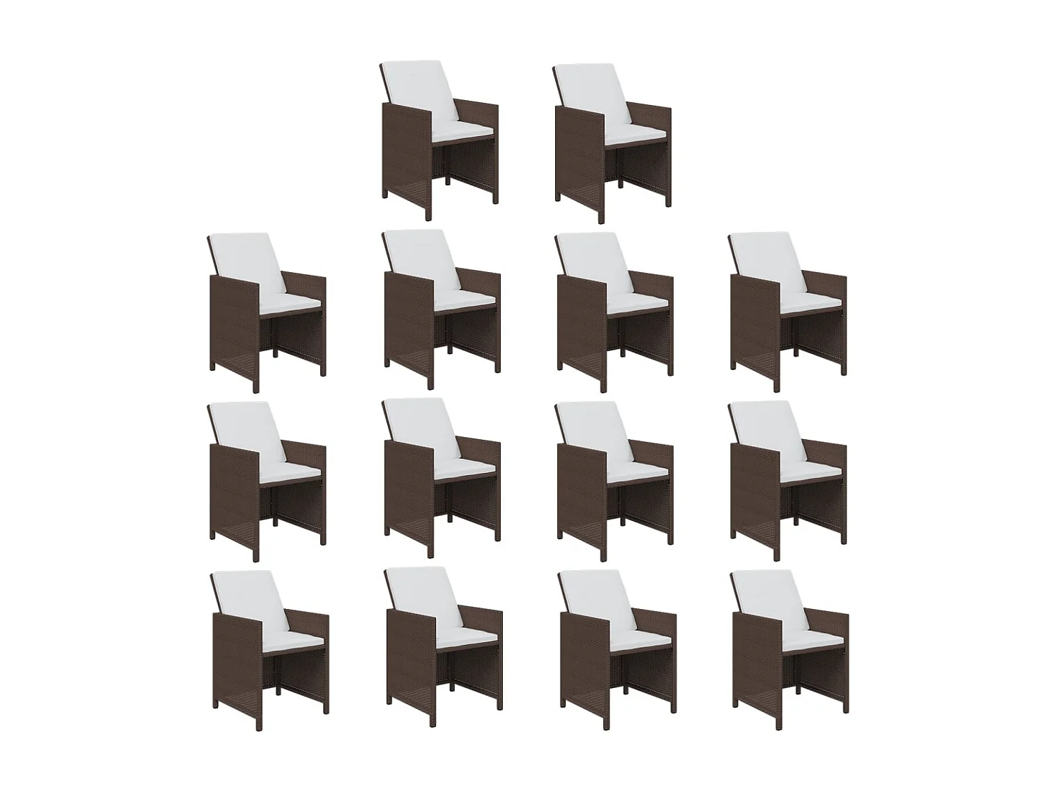 Ensemble à dîner de jardin coussins 15 pièces Résine tressée Marron