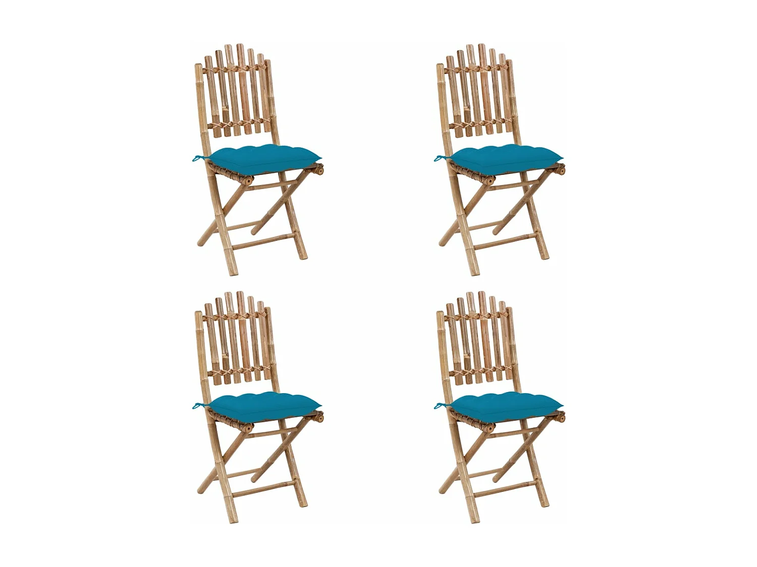 Mobilier à dîner d'extérieur pliable 5 pièces avec coussins Bambou