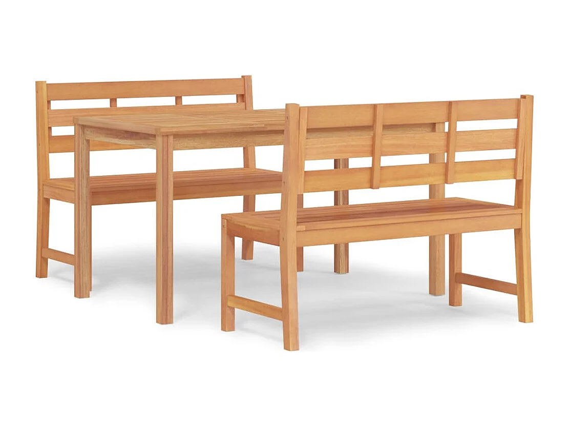 3 peças conjunto de jantar para jardim madeira de teca maciça