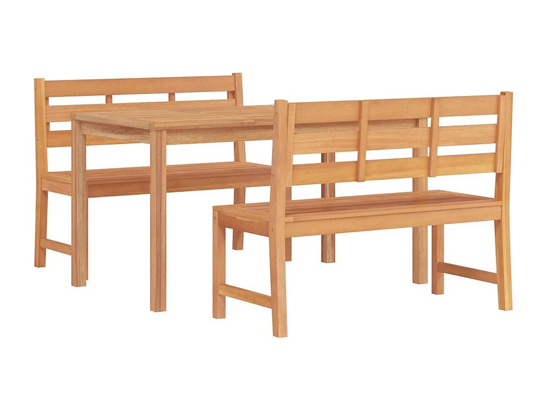 3 peças conjunto de jantar para jardim madeira de teca maciça