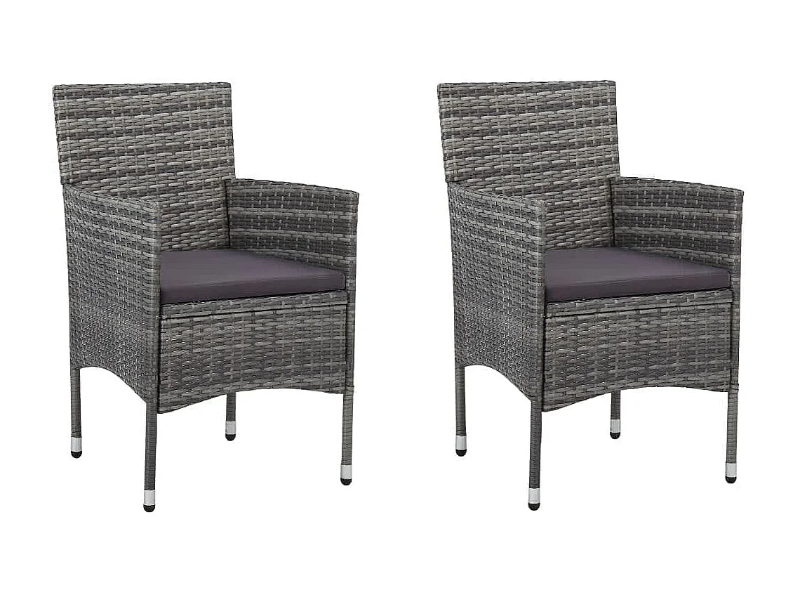 Mobilier à dîner de jardin et coussins 3 pièces Résine tressée Gris