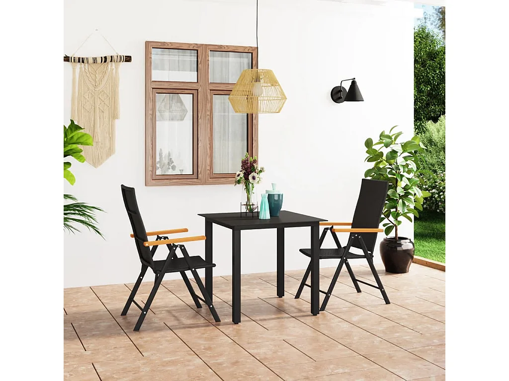 3-delige Tuinset zwart en bruin