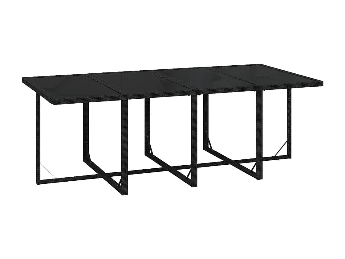 Set de comedor jardín 9 piezas con cojines ratán sintético negro