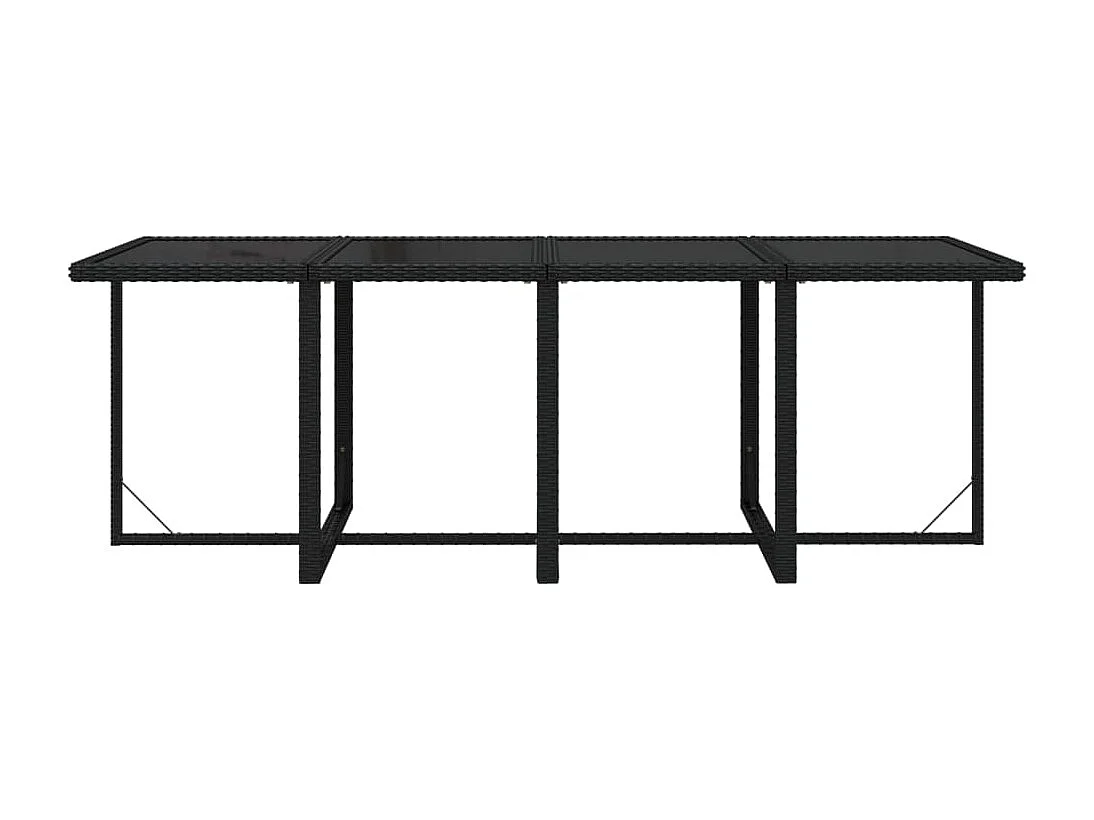 Set de comedor jardín 9 piezas con cojines ratán sintético negro