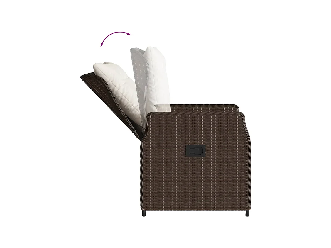 Set comedor de jardín 7 piezas con cojines ratán sintético marrón