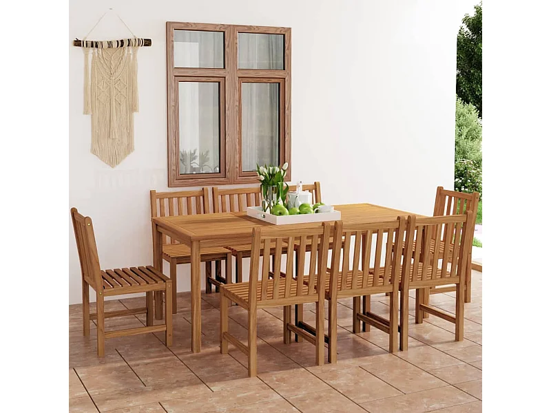 9-delige tuinset 180x90 cm massief teakhout