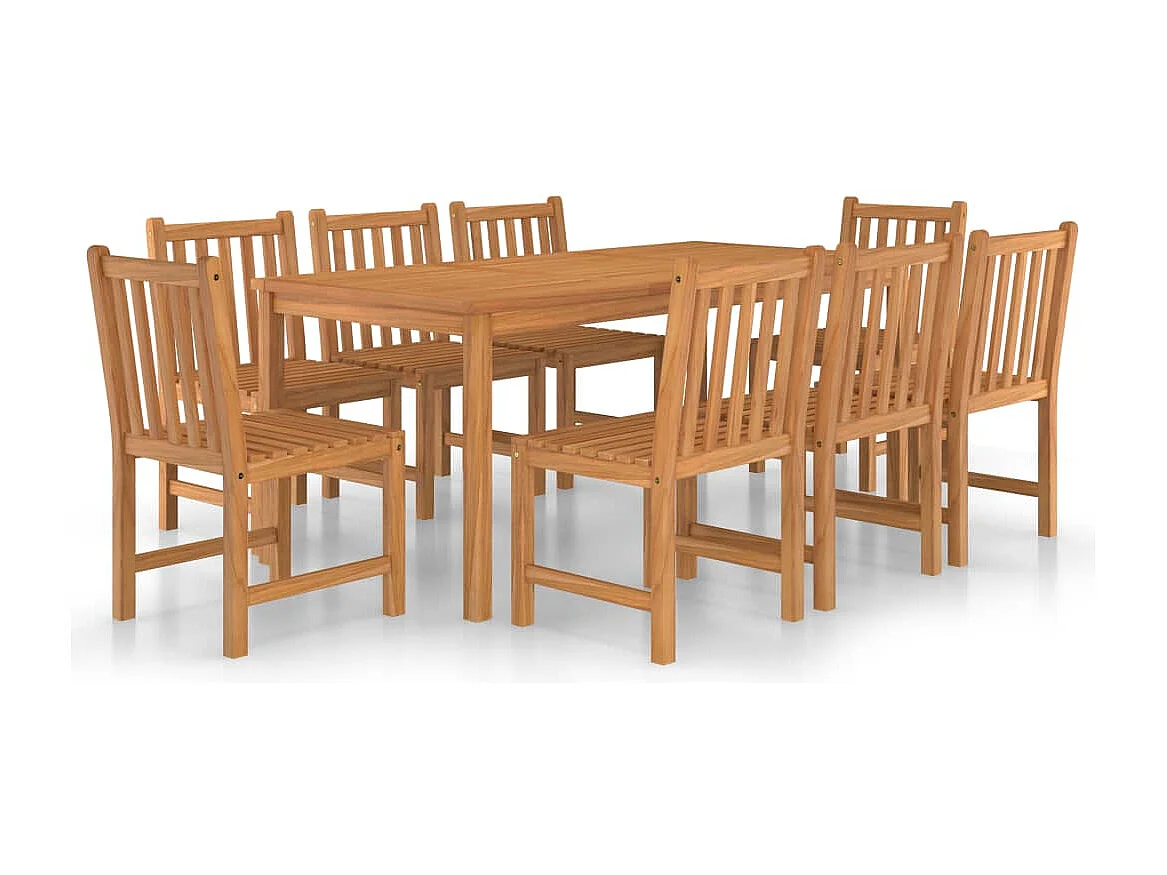 Ensemble de salle à manger de jardin 9 pièces Bois de teck solide