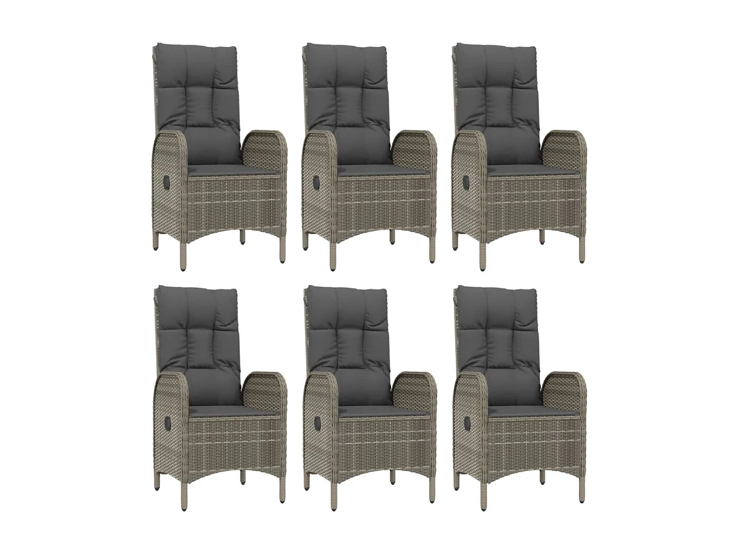 Mobilier à dîner de jardin et coussins 7 pièces Noir et gris Rotin