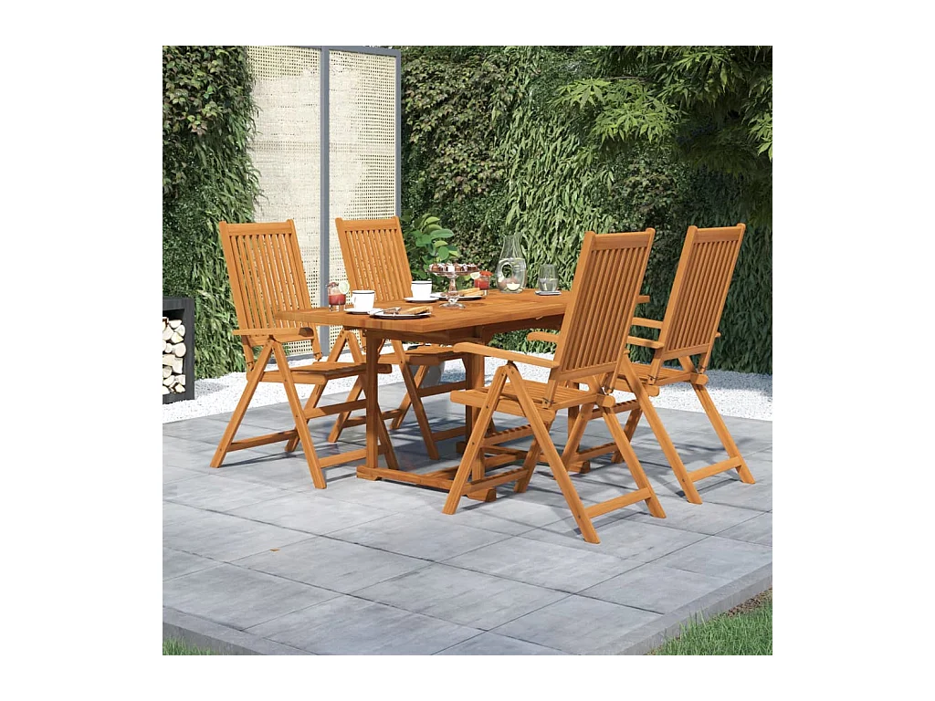Ensemble de salle à manger de jardin 5 pièces Bois d'acacia massif