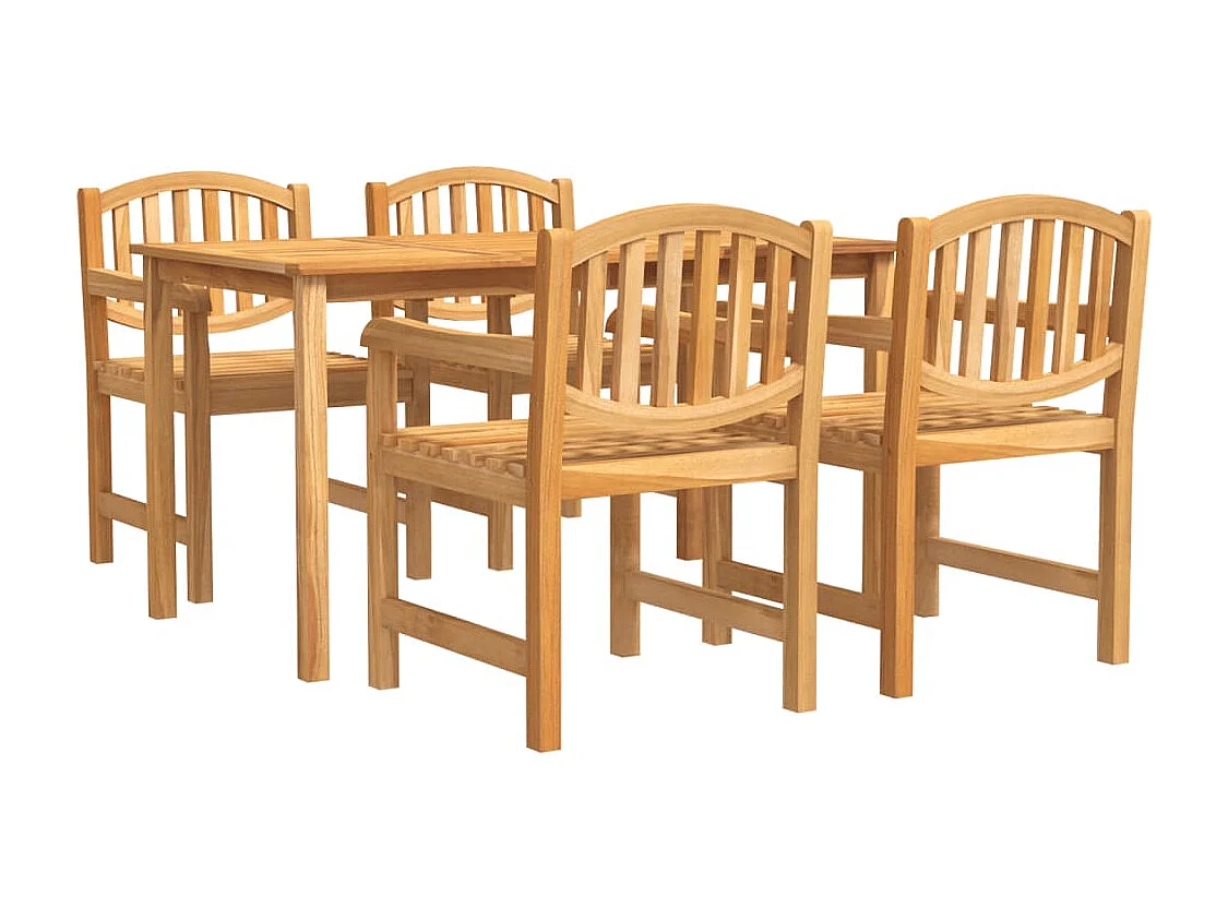 5 peças conjunto de jantar p/ jardim madeira de teca maciça
