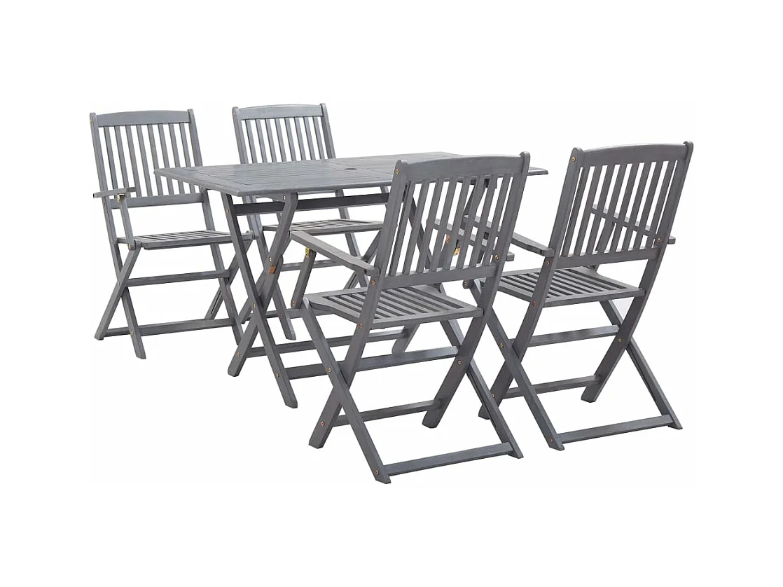 Mobilier à dîner de jardin 5 pièces Bois d'acacia massif Gris