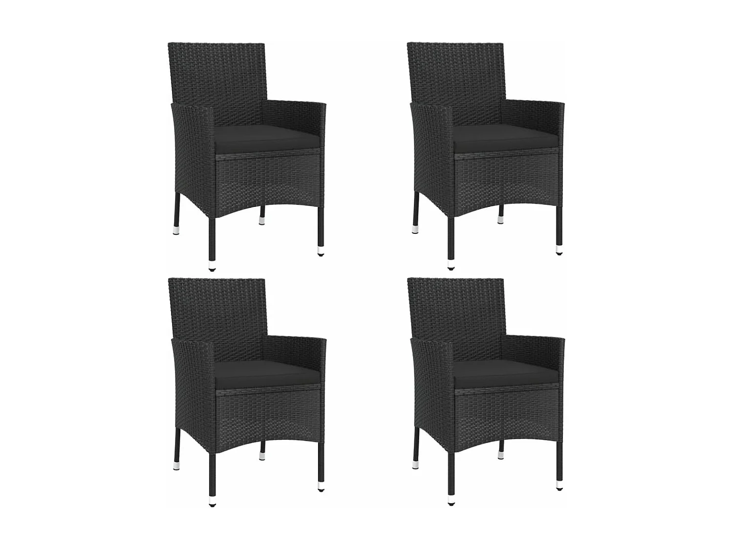 Mobilier à dîner de jardin et coussins 5 pièces Noir Résine tressée