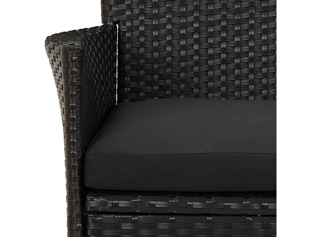 Mobilier à dîner de jardin et coussins 5 pièces Noir Résine tressée