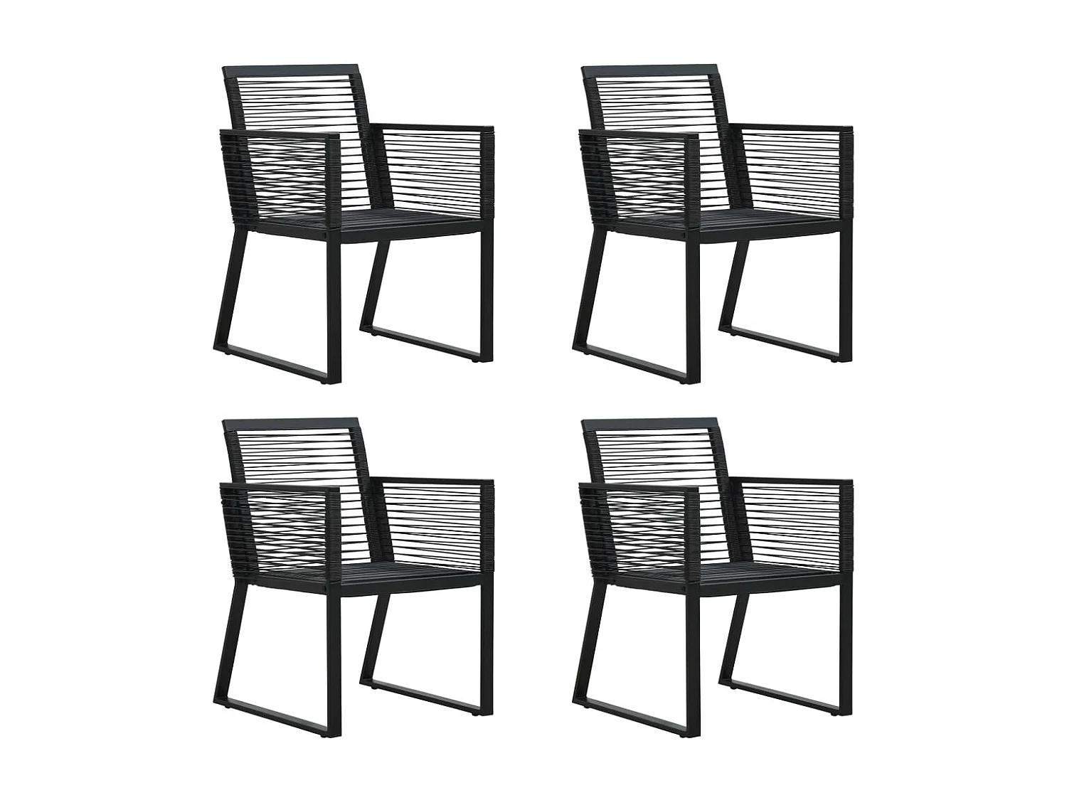 Ensemble à dîner d'extérieur 5 pièces Rotin PVC Noir