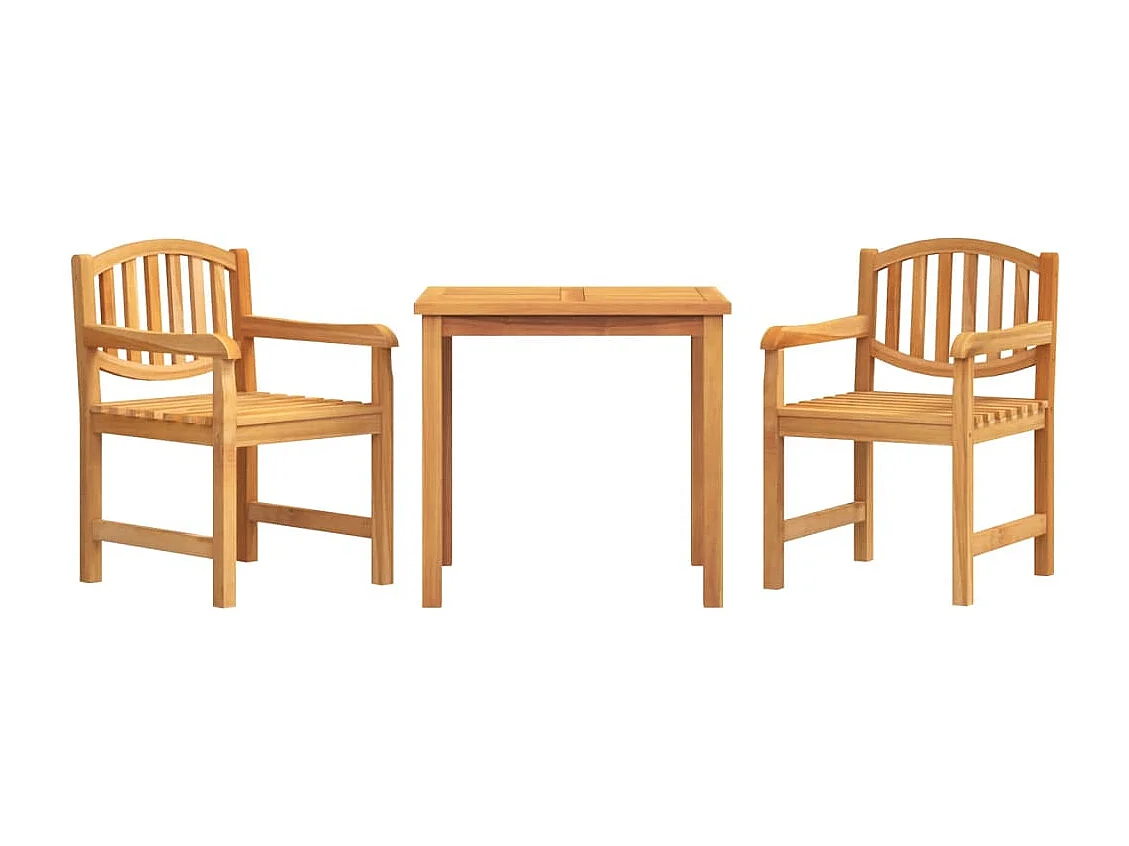 3 peças conjunto de jantar para jardim madeira de teca maciça