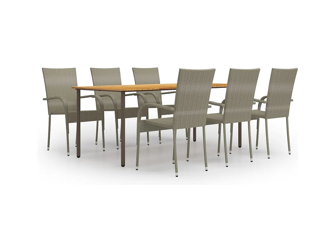 7-delige Tuinset poly rattan grijs
