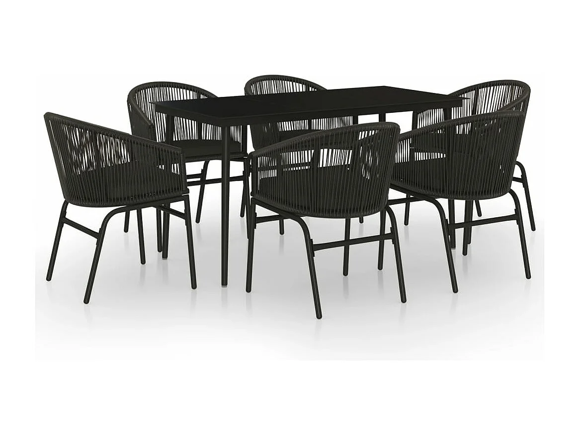 Ensemble de salle à manger de jardin 7 pièces Noir