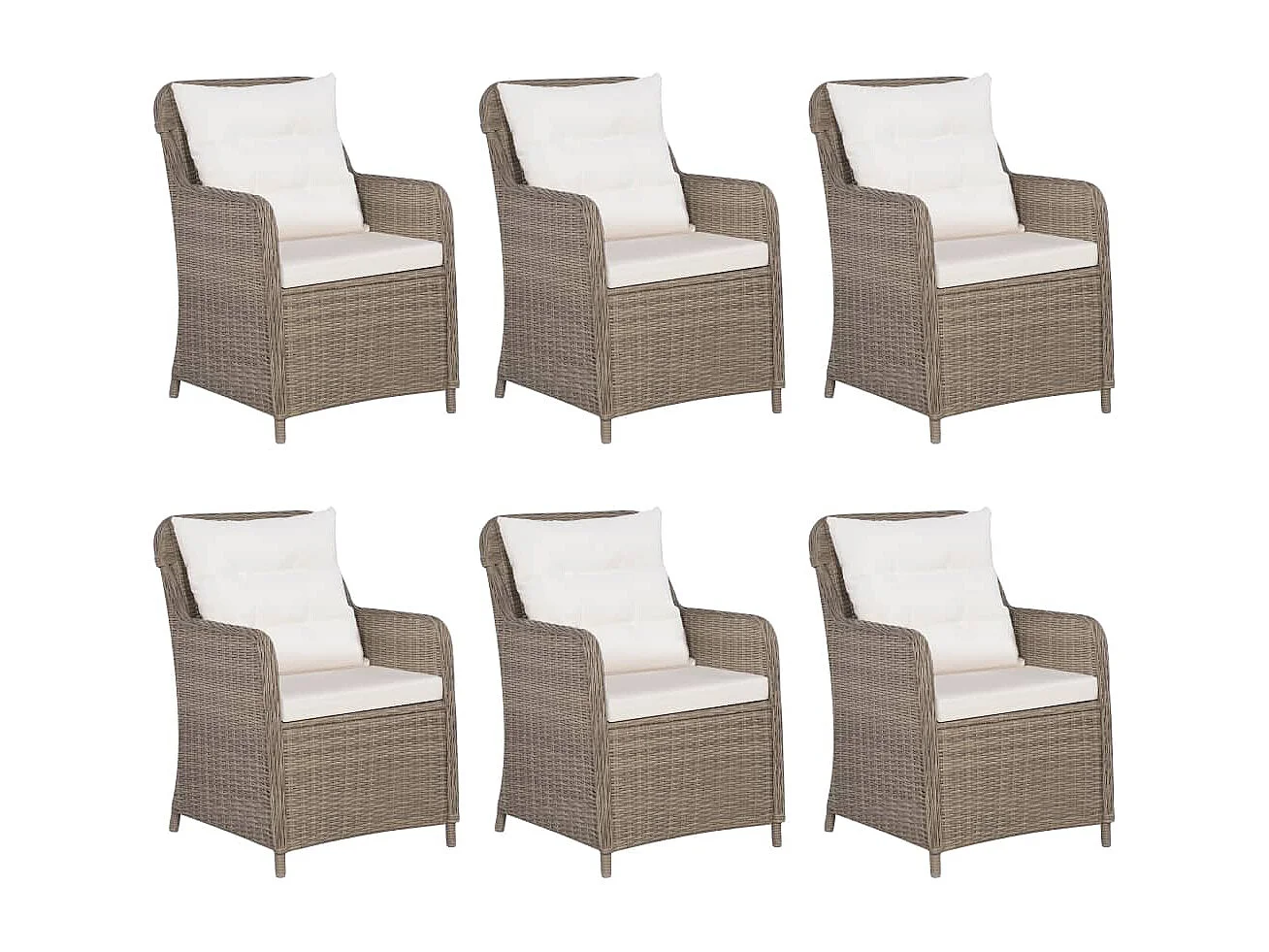 7 peças conjunto de jantar para jardim vime PE castanho