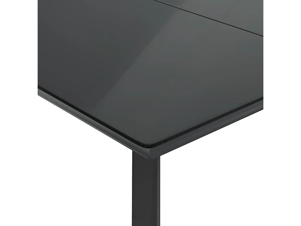 Set de comedor de jardín 7 piezas y cojines ratán sintético negro