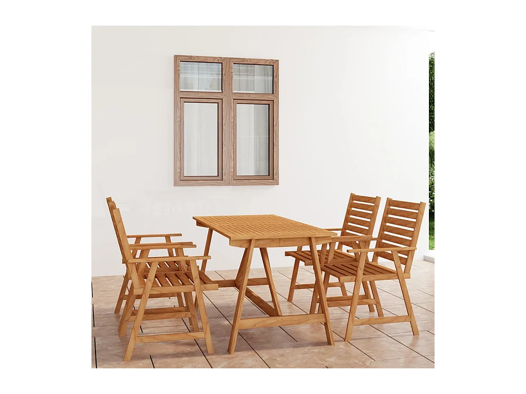 Mobilier de salle à manger de jardin 5 pièces Bois d'acacia solide