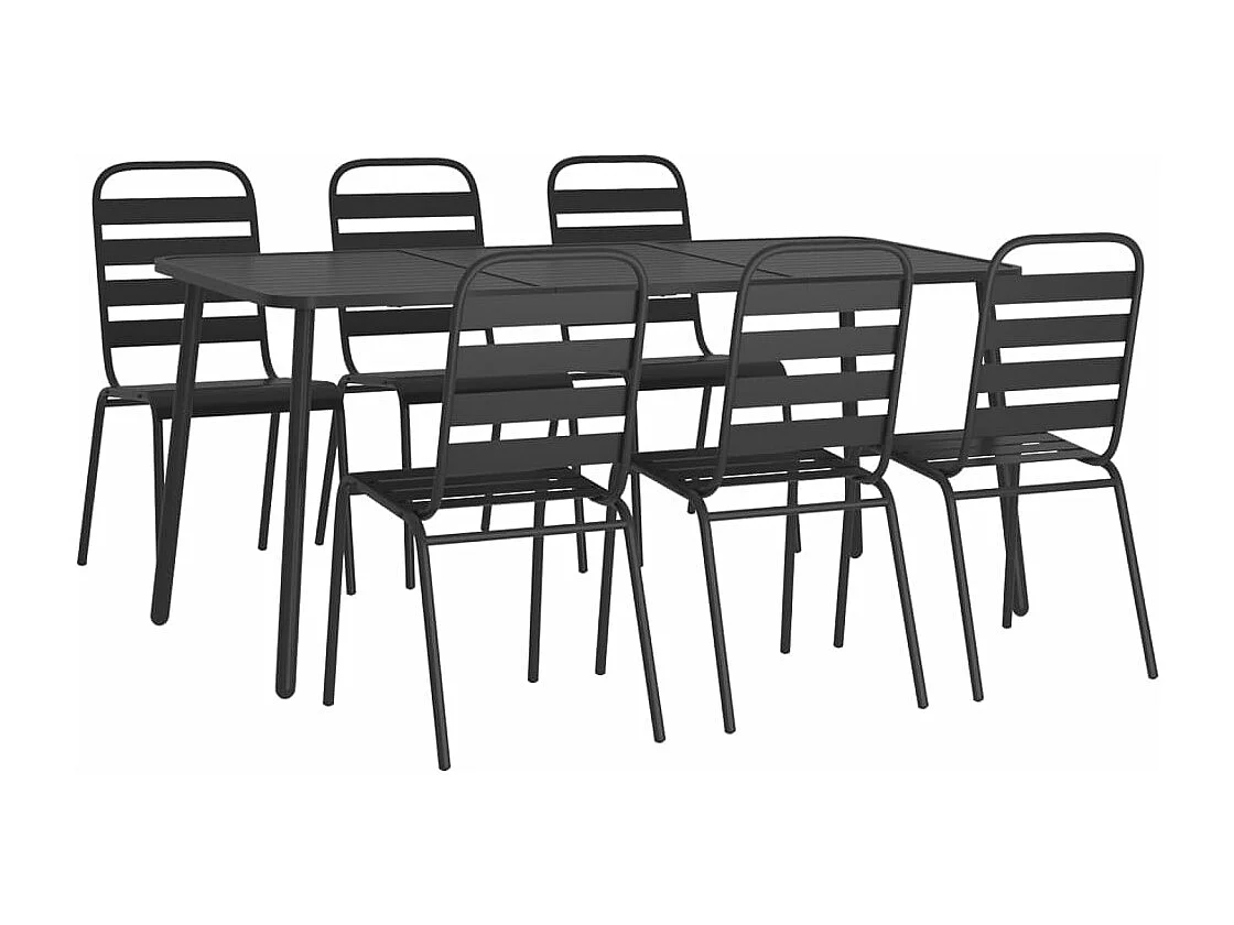 Ensemble de salle à manger de jardin 7 pièces anthracite acier