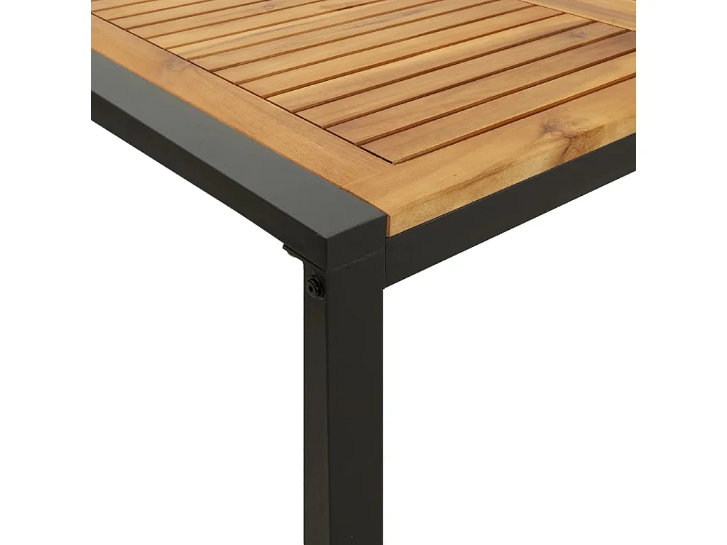 Juego de comedor de jardín 5 piezas madera maciza acacia y metal