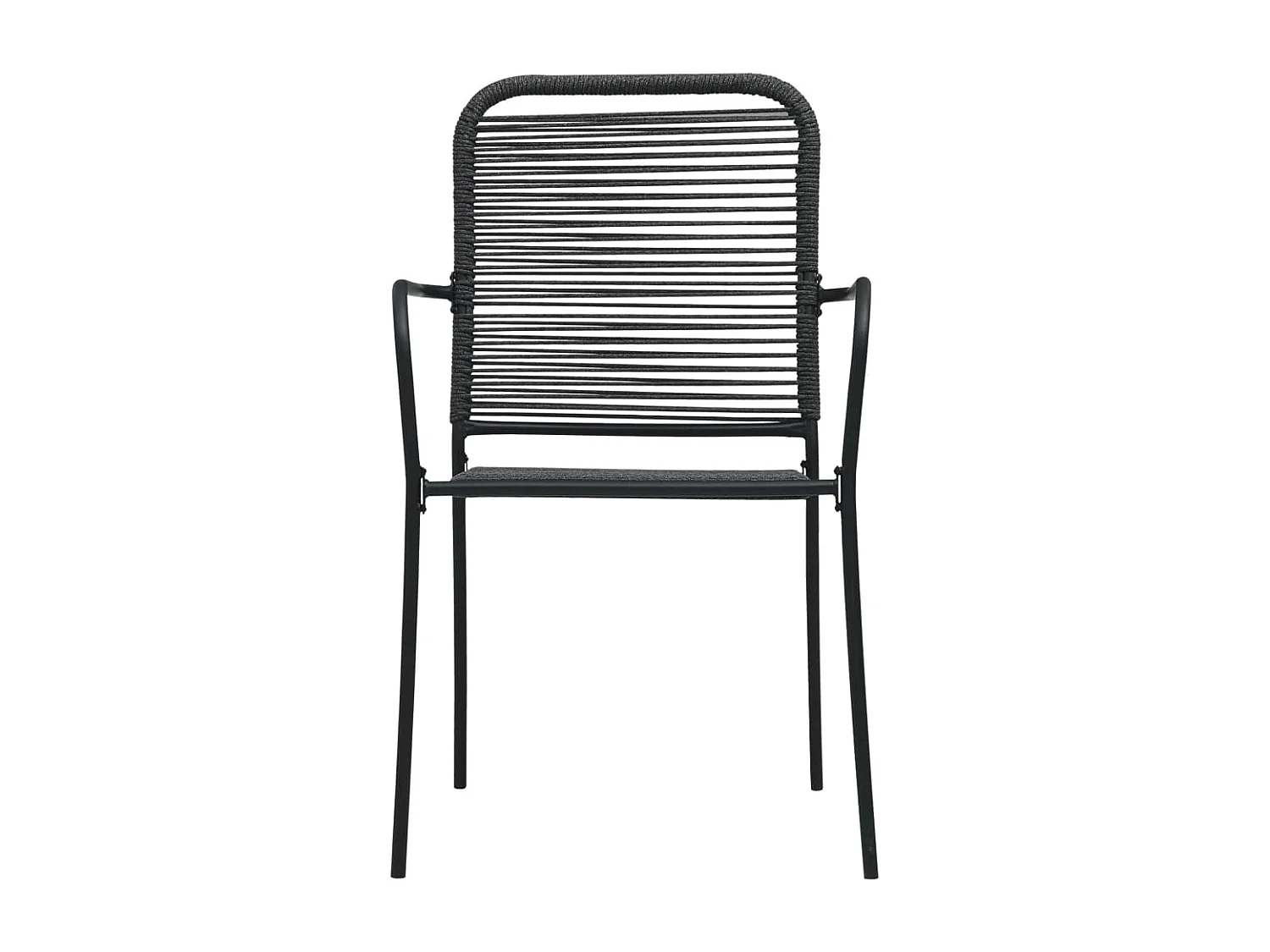 Mobilier à dîner d'extérieur 5 pièces Corde en coton et acier Noir